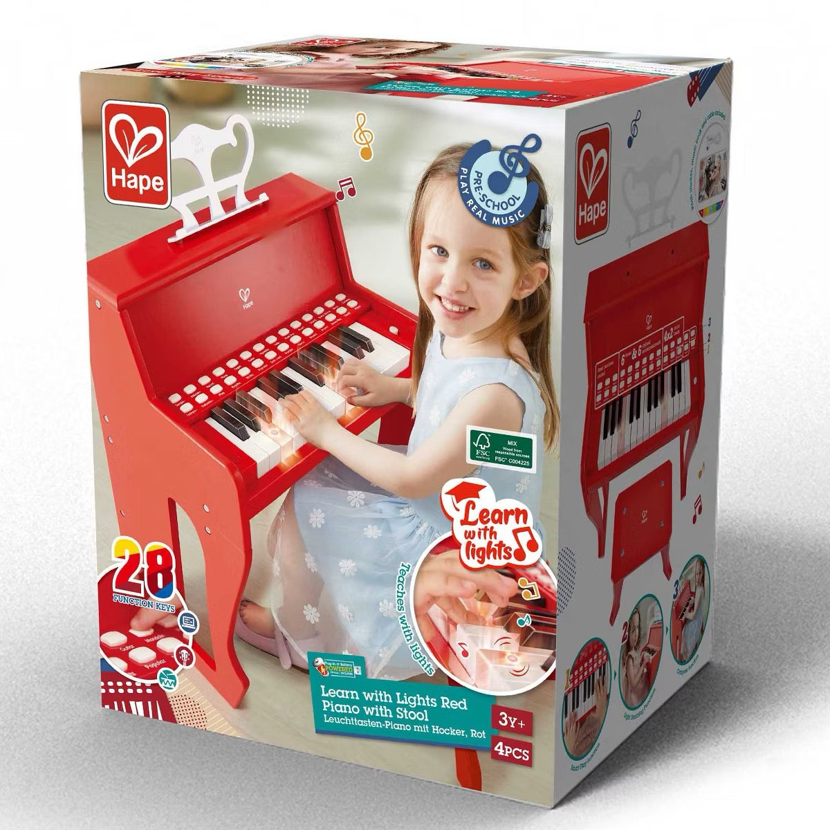 Hape - Learn With Lights Piano | Red