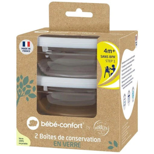 Bebe Confort - Food Containers 2x Glass Conservation Boxes Bebe Confort - Food Containers 2x Glass Conservation Boxes