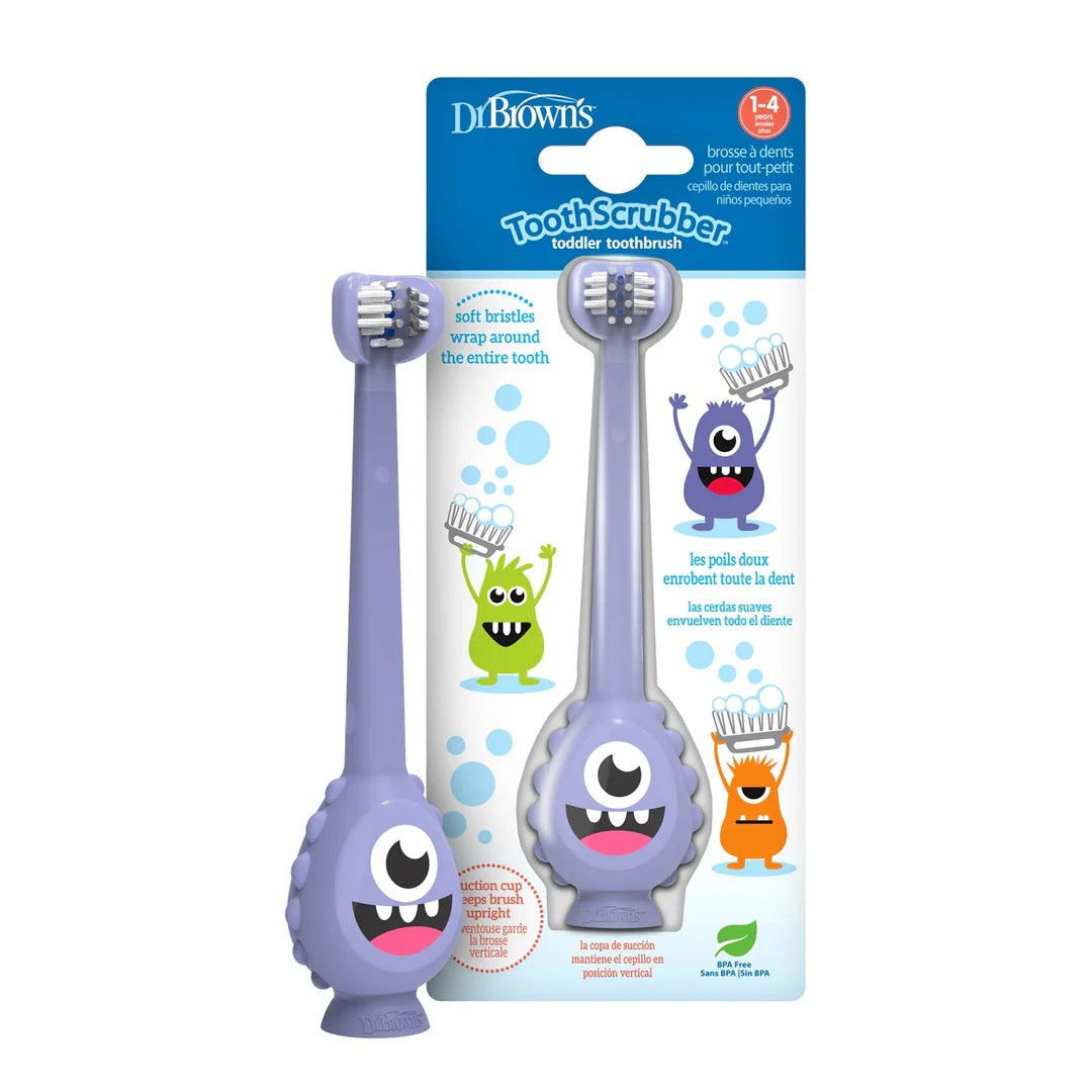 Dr Brown's - ToothScrubber™ Toddler Monster Toothbrush | 1-4Y | Purple