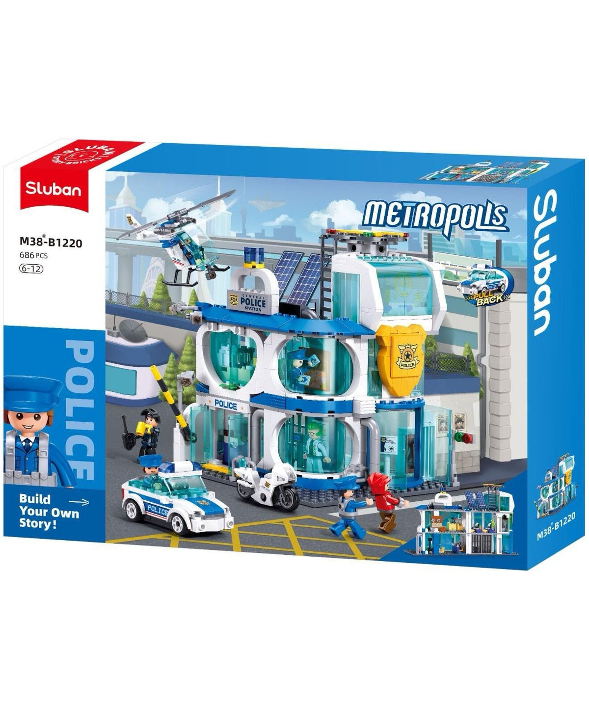 Sluban - Metropolis Police | Central Police Station Pull Back | 6Y+ Sluban - Metropolis Police | Central Police Station Pull Back | 6Y+