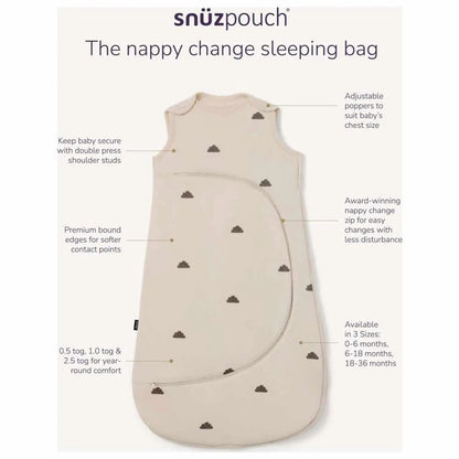 Snuz - Pouch 0.5 Tog Sleeping Bag | Grey/Cloud | 0-6M