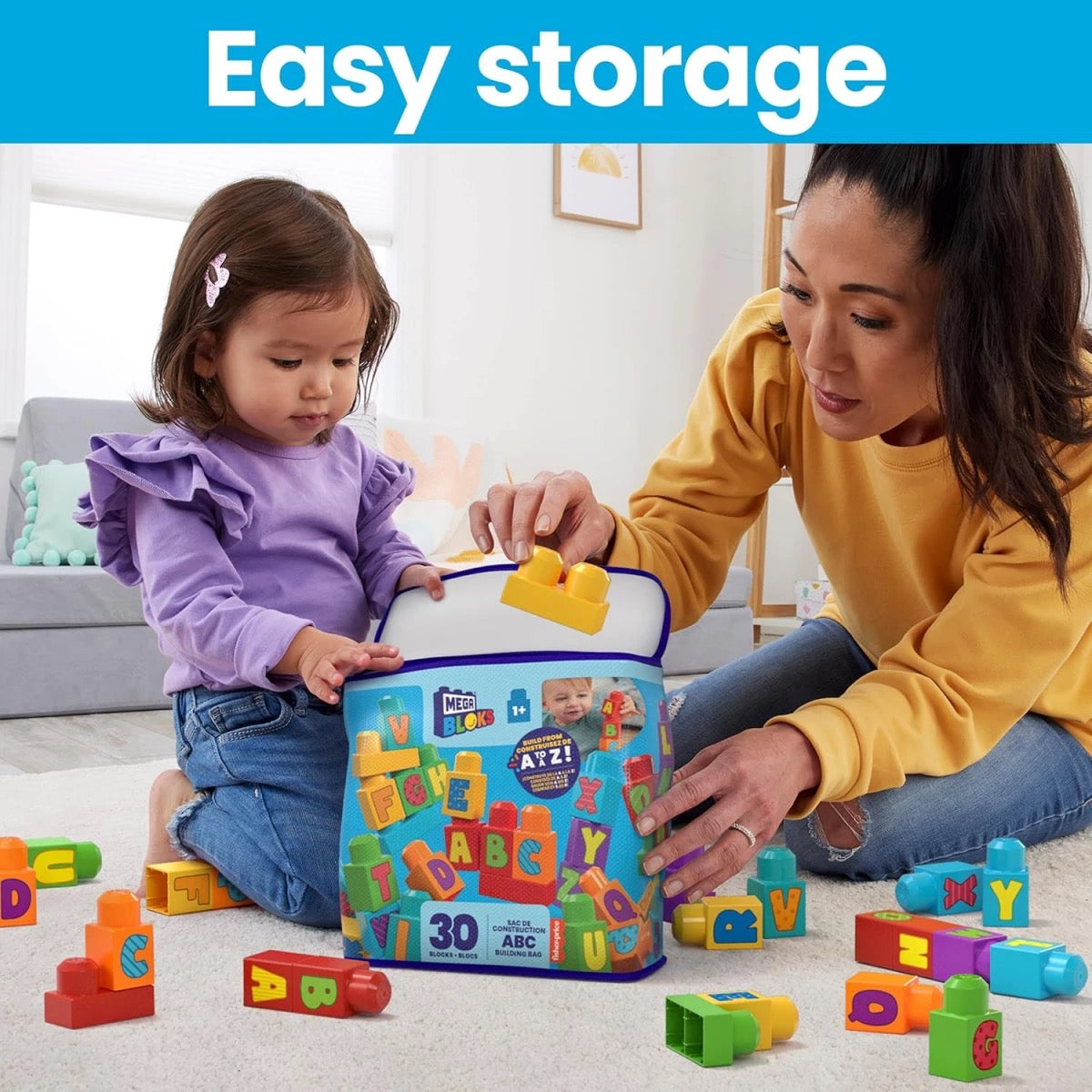 Mega Bloks - ABC Building Bag | 30 Blocks Mega Bloks - ABC Building Bag | 30 Blocks