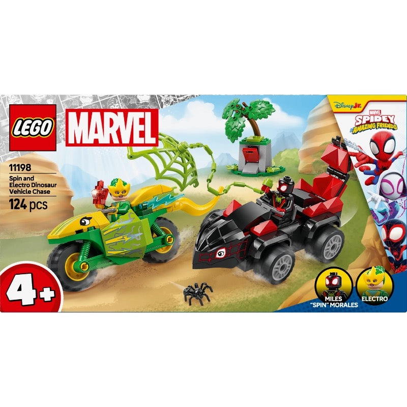 Lego - Marvel Spin and Electro Dinosaur Vehicle Chase | 124 Pcs | 4Y+