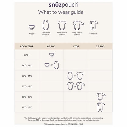 Snuz - Pouch 0.5 Tog Sleeping Bag | Grey/Cloud | 0-6M