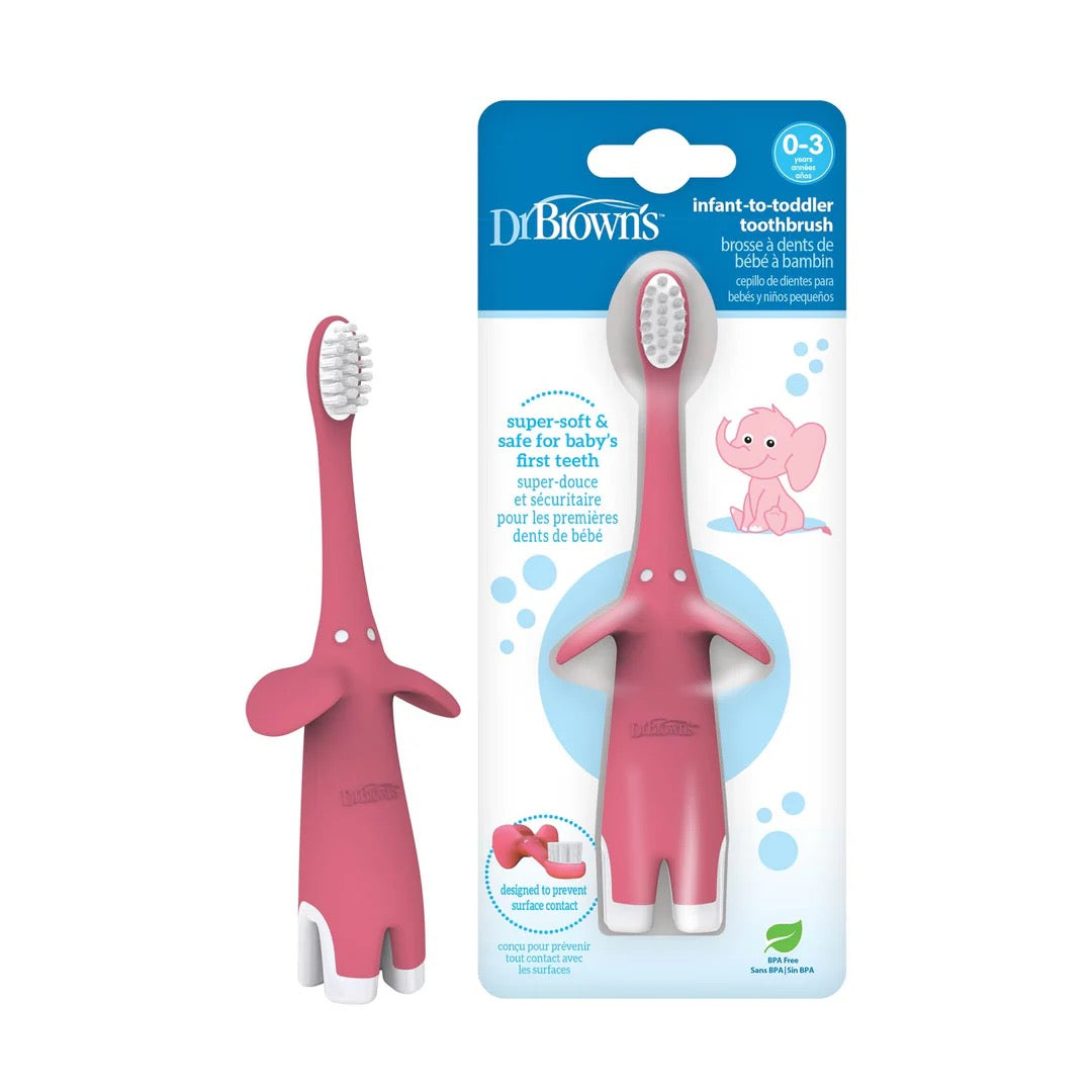 Dr Brown's - Infant to Toddler Toothbrush | Pink Elephant