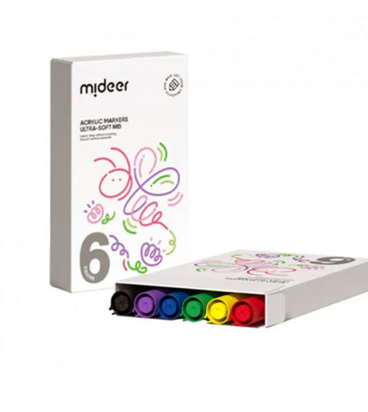 Mideer - Acrylic Markers - Ultra-soft nib | 6 Colors