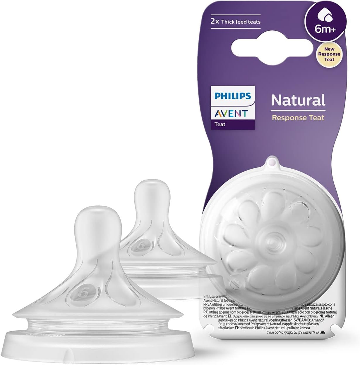 Philips Avent - Natural Response Nipple | 6m+ | Thick Flow | 2 Pack Philips Avent - Natural Response Nipple | 6m+ | Thick Flow | 2 Pack
