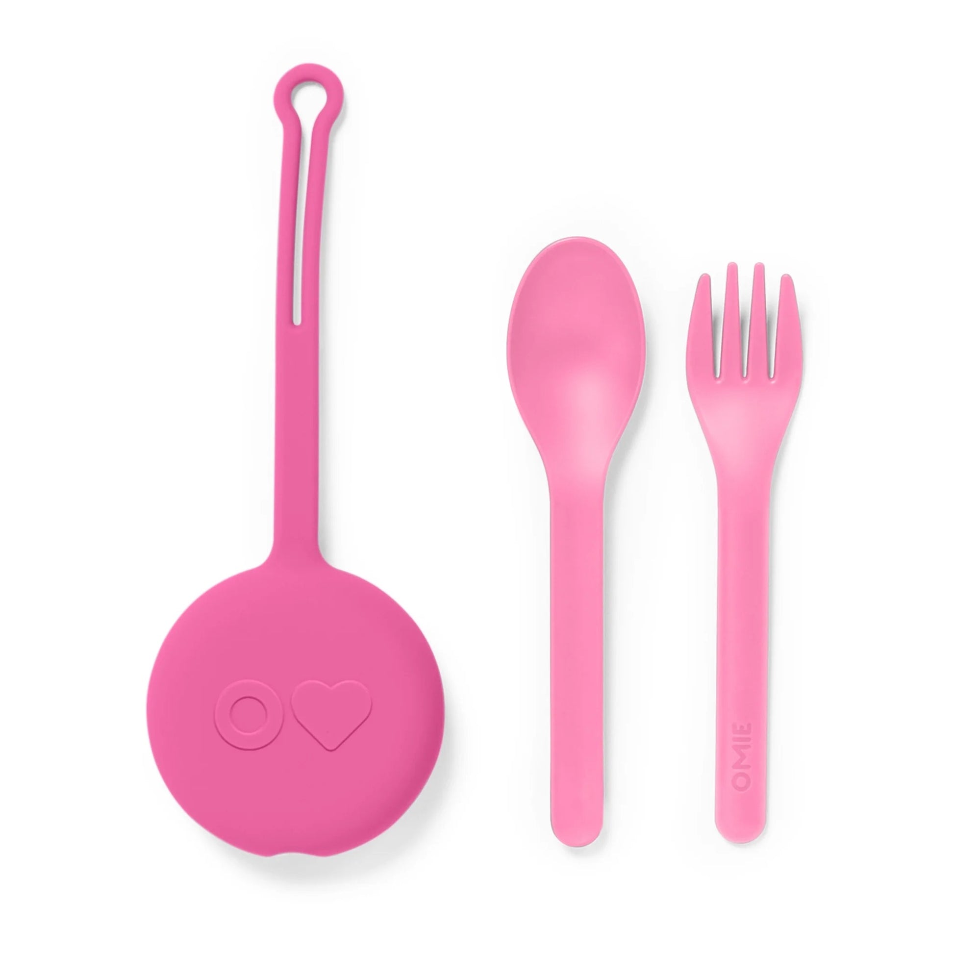 OmiePod | Fork & Spoon Utensil Set | Bubble Pink OmiePod | Fork & Spoon Utensil Set | Bubble Pink