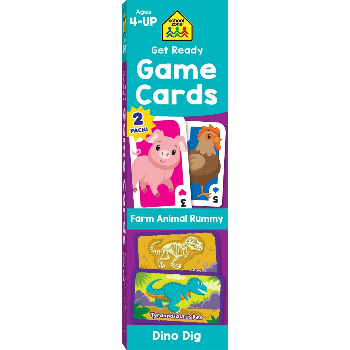 Get Ready Game Cards: Farm Animal Rummy & Dino Dig 2-Pack | 4-8Y