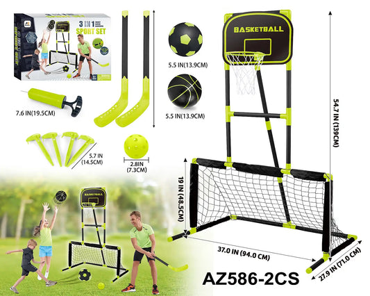 Aojie Sport - 3 In 1 Combo Set | Basketball, Soccer & Hockey Set | Ages 6+