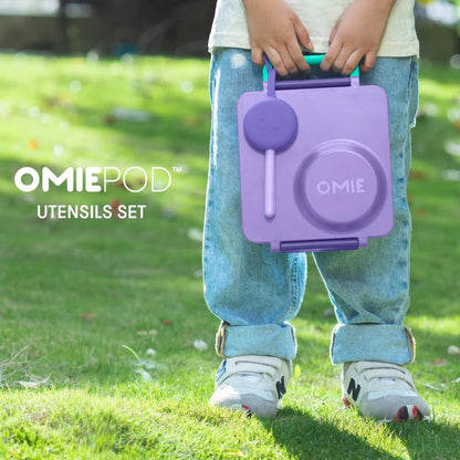 OmiePod | Fork & Spoon Utensil Set | Lilac Purple