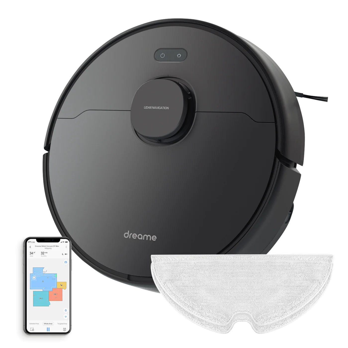 Dreame - DreameBot D9 Max Vacuum - Black Dreame - DreameBot D9 Max Vacuum - Black