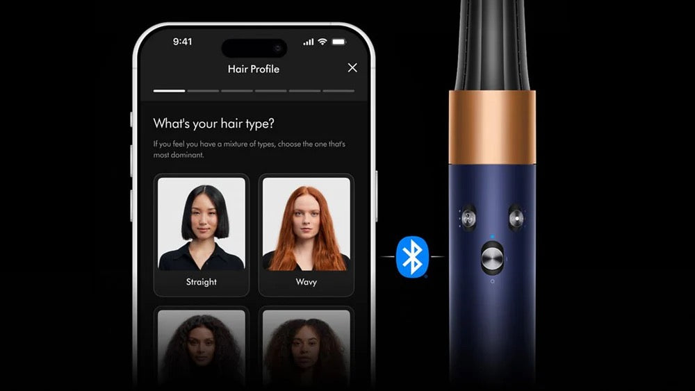 دايسون - جهاز تصفيف الشعر ومجفف الشعر i.d Multi-Styler | مستقيم + متموج | أزرق بروسي/نحاسي غني