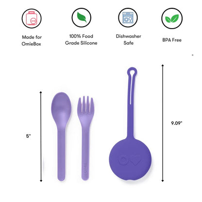OmiePod | Fork & Spoon Utensil Set | Lilac Purple
