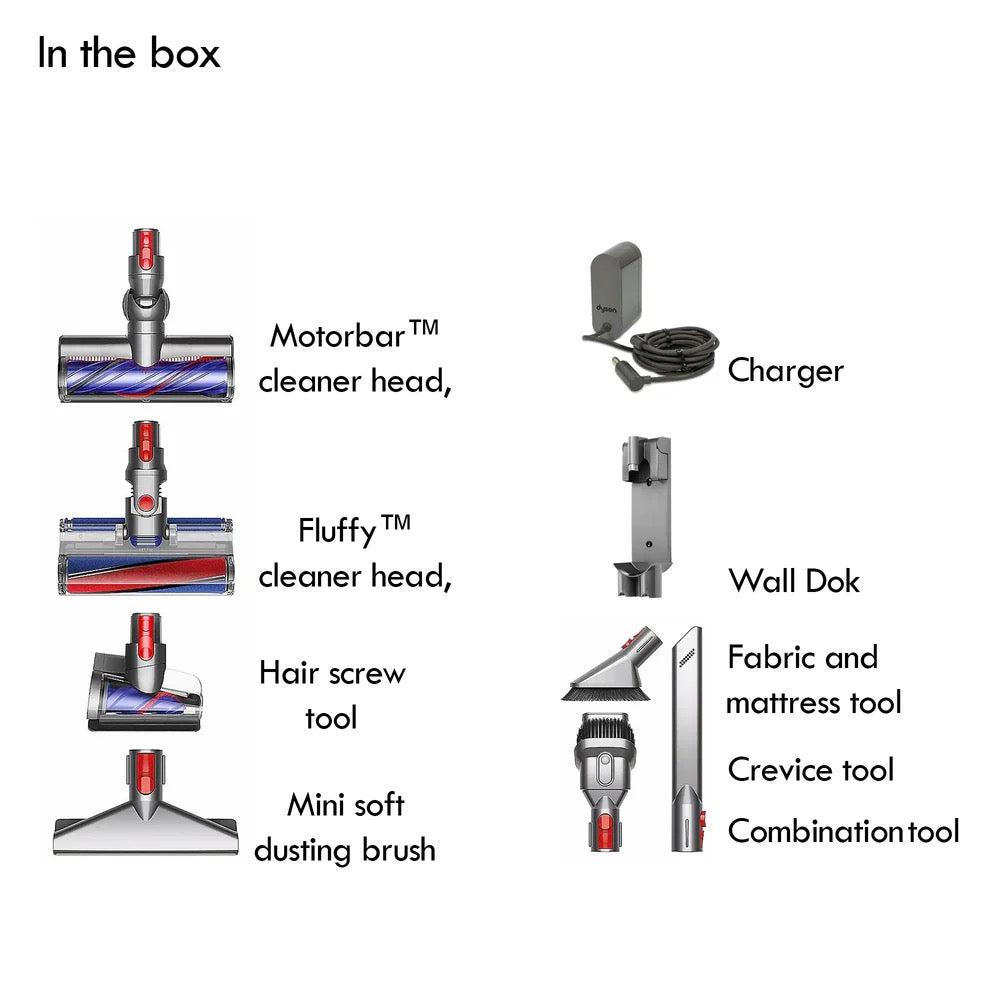 Dyson - V8 Cordless Vacuum | 115 AW | 0.5 L | 40 Minutes Run Time | Silver/Yellow