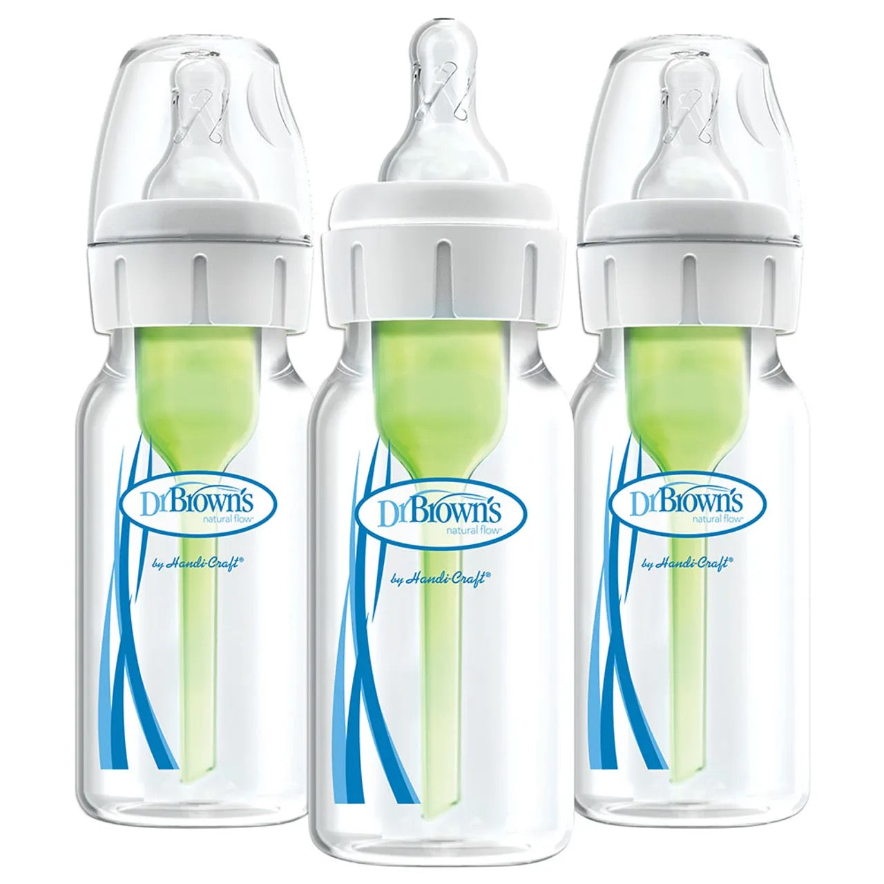 Dr. Brown's - Narrow-Neck Natural Flow Anti-Colic Options + Bottle | 120ml | Level 1 Nipple | 3 Pack