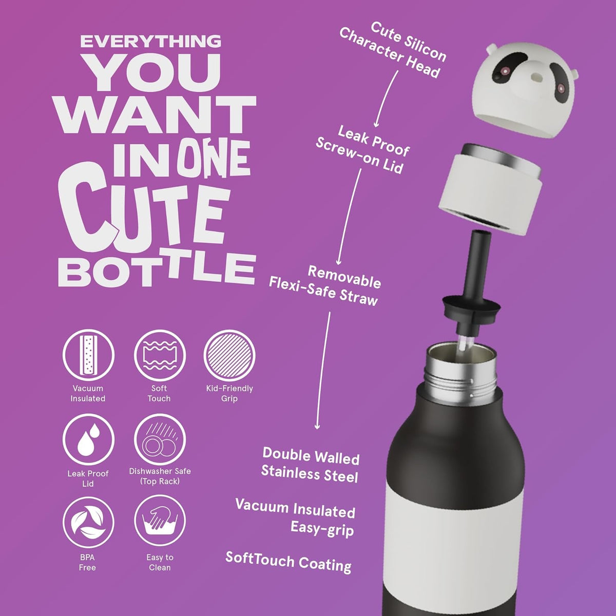 Asobu - Panda Bestie Insulated Bottle | 500ml Asobu - Panda Bestie Insulated Bottle | 500ml