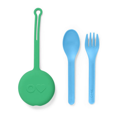 OmiePod | Fork & Spoon Utensil Set | Mint Green