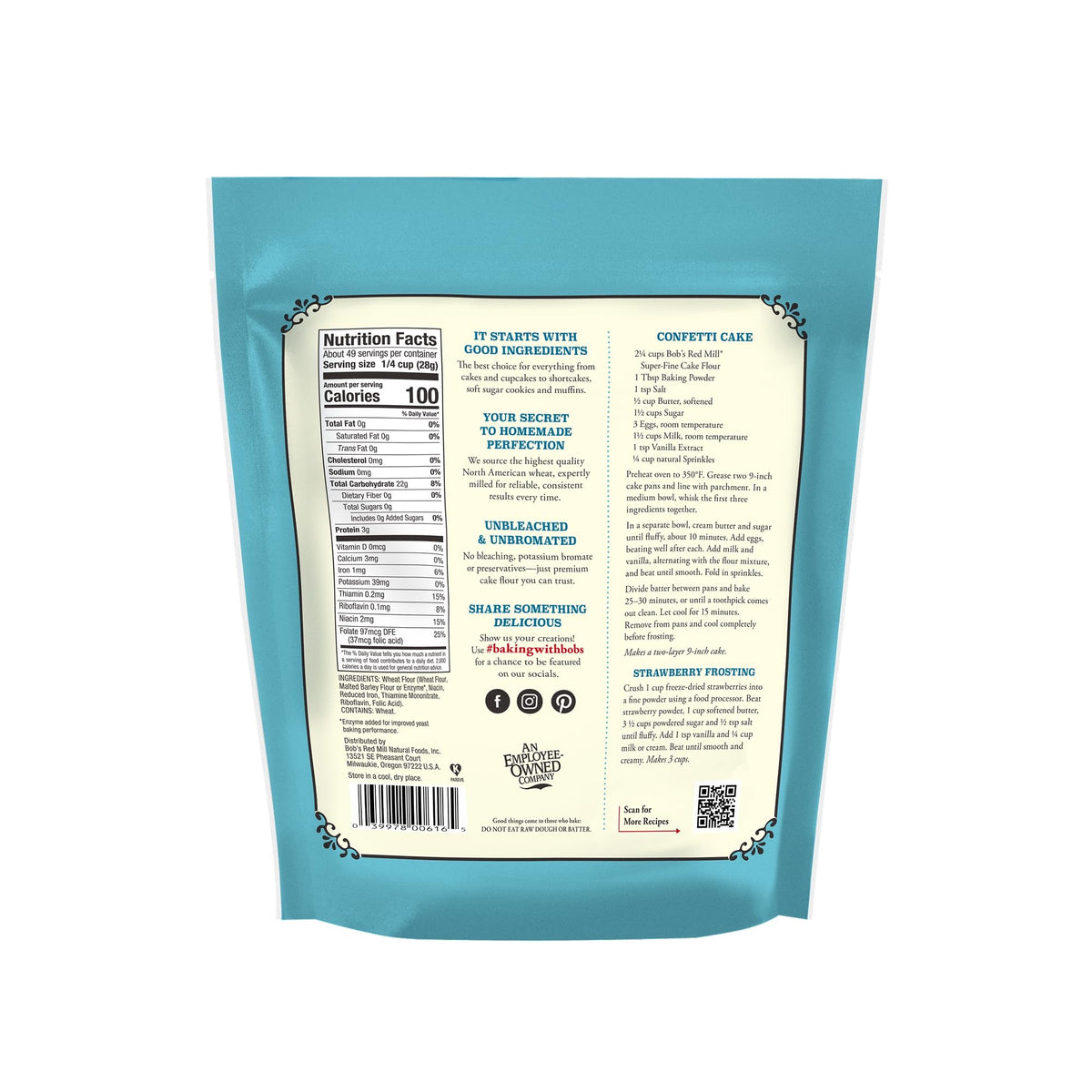 Bob's Red Mill - Unbleached Super Fine Cake Flour | 1.360kg Bob's Red Mill - Unbleached Super Fine Cake Flour | 1.360kg