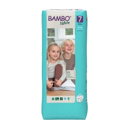 BAMBO Diapers Size 7 (18Kg+), 40 Count + 160 Wipes Free