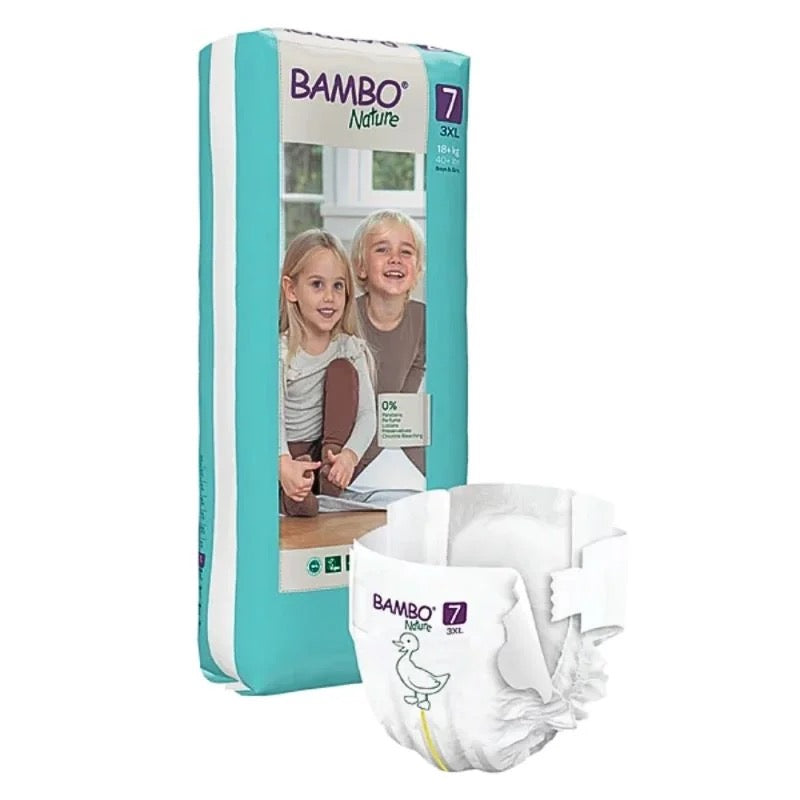 BAMBO Diapers Size 7 (18Kg+), 40 Count + 160 Wipes Free