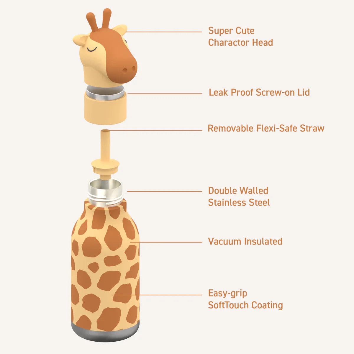 Asobu - Giraffe Bestie Insulated Bottle | 500ml Asobu - Giraffe Bestie Insulated Bottle | 500ml