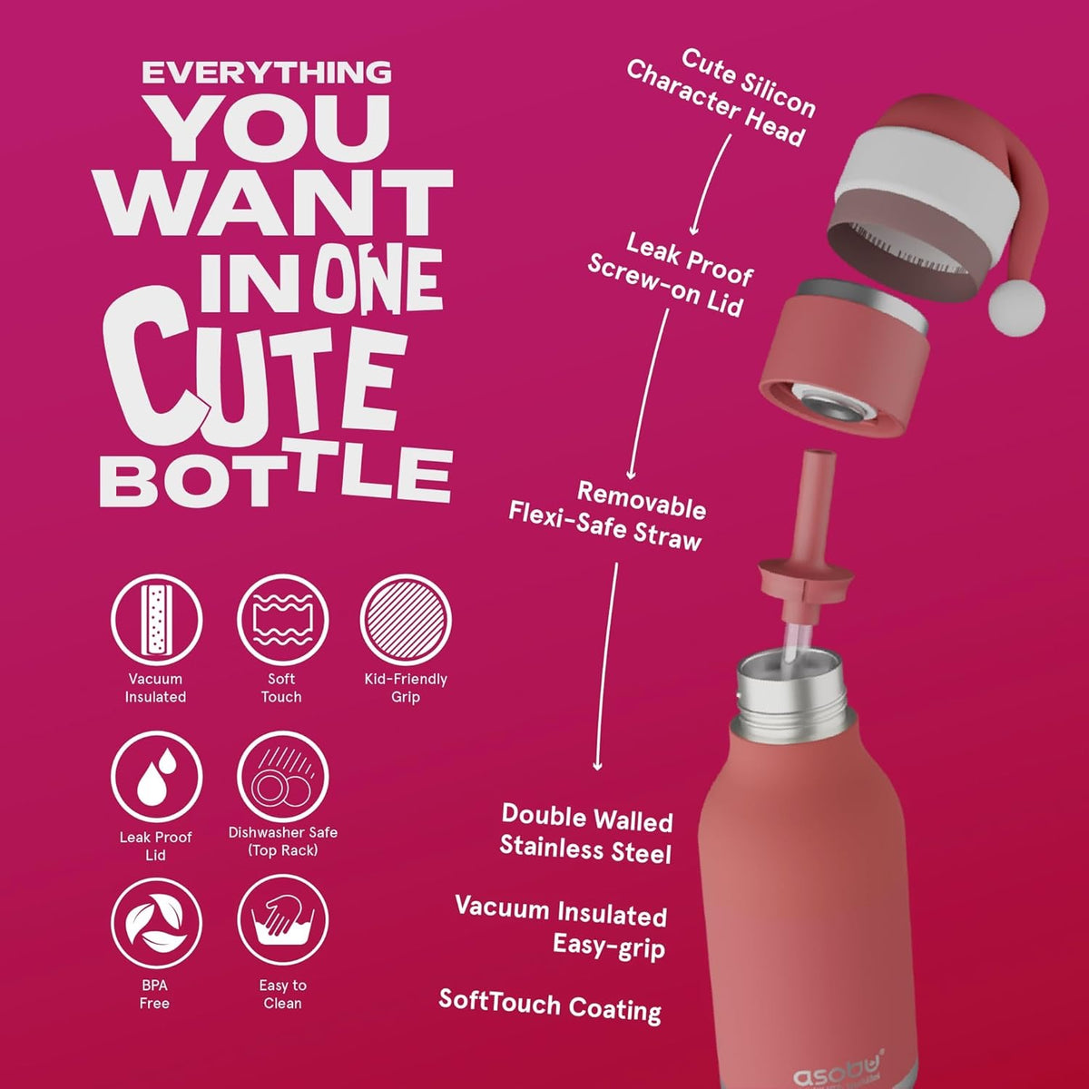 Asobu - Santa Bestie Insulated Bottle | 500ml Asobu - Santa Bestie Insulated Bottle | 500ml