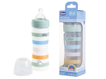 Chicco - Well Being Anti-Colic Bottle | Medium Flow | 250 ml | Green