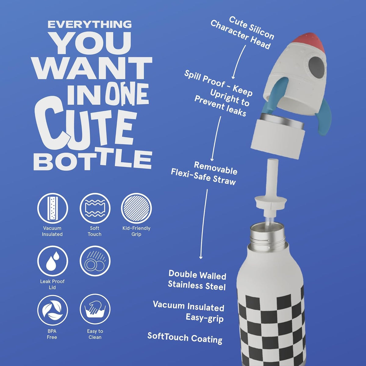 Asobu - Rocketship Bestie Insulated Bottle | 500ml Asobu - Rocketship Bestie Insulated Bottle | 500ml