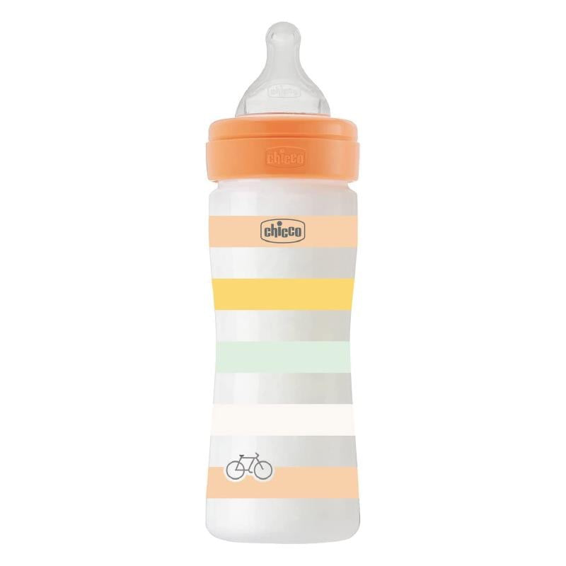 Chicco - Well Being Anti-Colic Bottle | Medium Flow | 250 ml | Orange