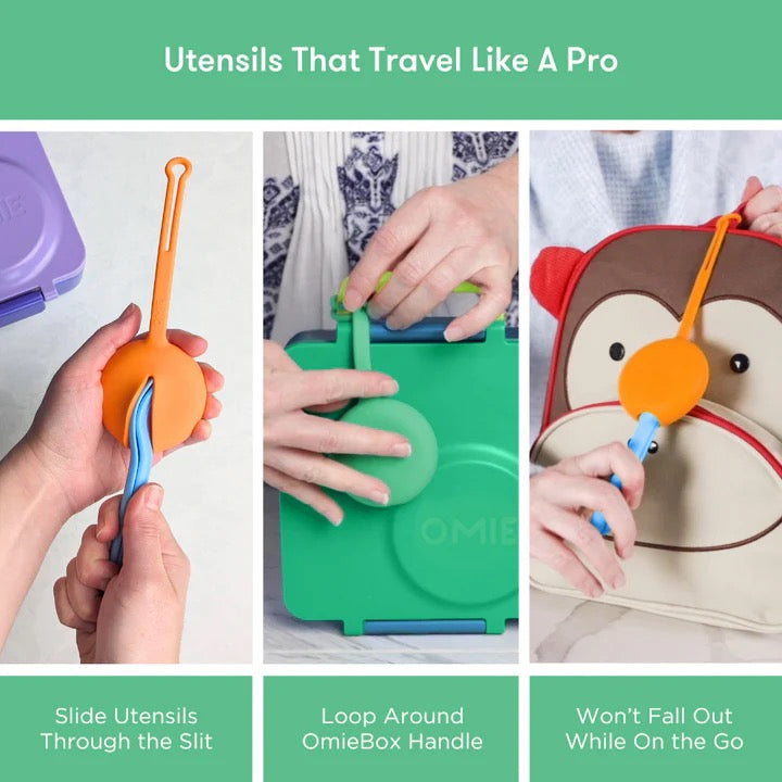 OmiePod | Fork & Spoon Utensil Set | Mint Green