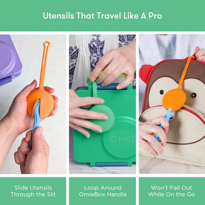 OmiePod | Fork & Spoon Utensil Set | Mint Green