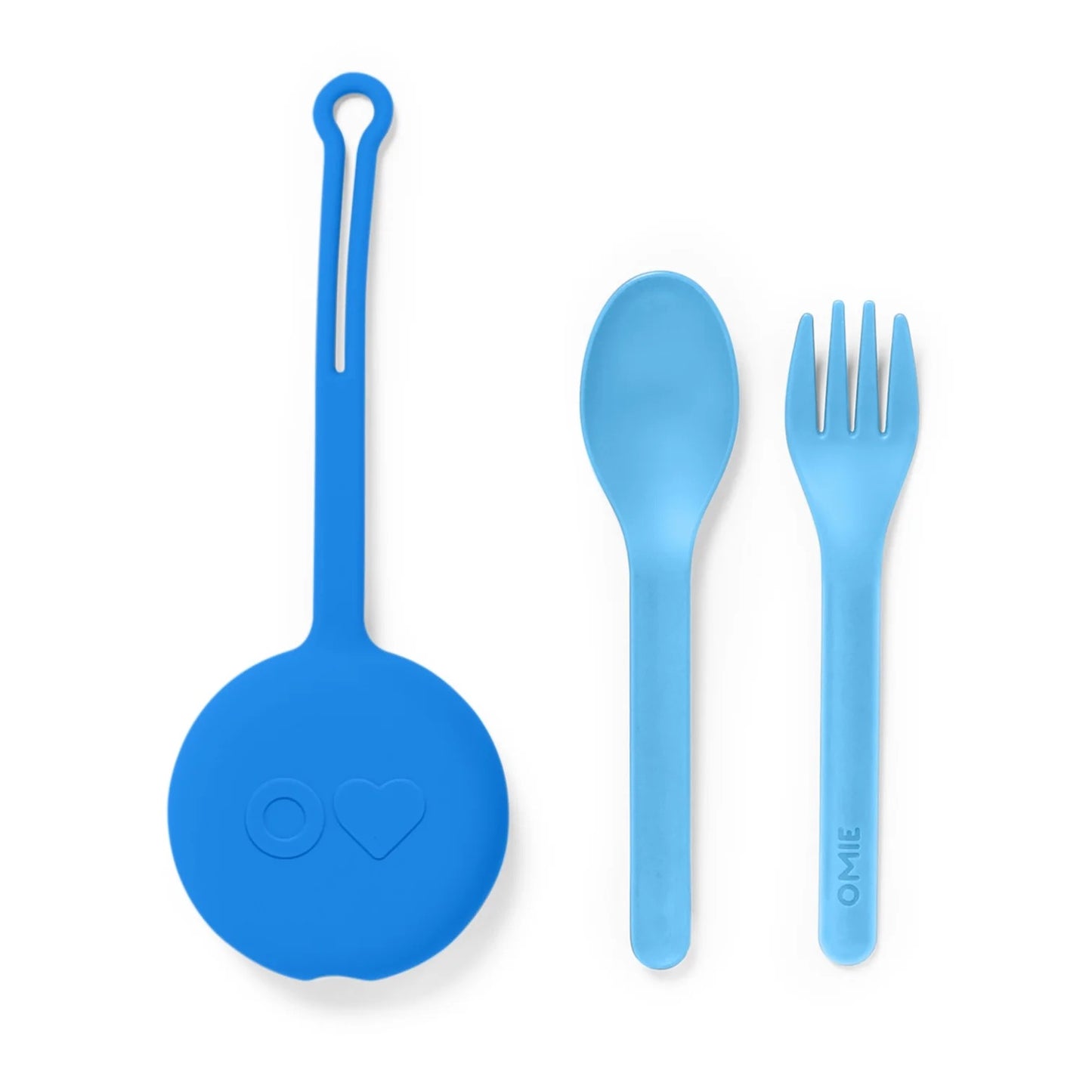 OmiePod | Fork & Spoon Utensil Set | Capri Blue