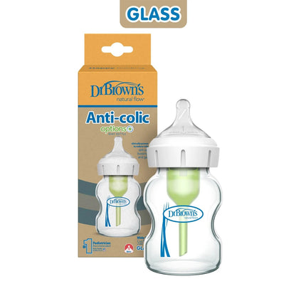 Dr. Brown's - GLASS Wide-Neck Options+ Bottle | 150ml | Level 1 Nipple