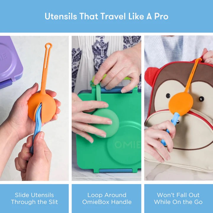 OmiePod | Fork & Spoon Utensil Set | Capri Blue