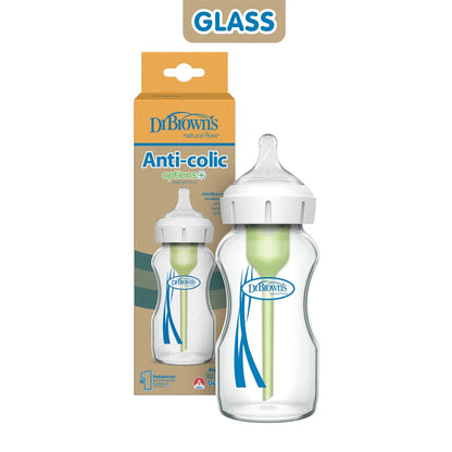 Dr. Brown's - GLASS Wide-Neck Options+ Bottle | 270ml | Level 1 Nipple