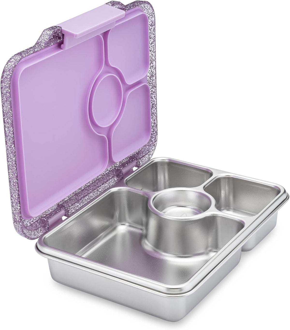 Yumbox - Stainless Steel Bento | 5 Compartments | Leakproof | Collette Purple Glitter Yumbox - Stainless Steel Bento | 5 Compartments | Leakproof | Collette Purple Glitter