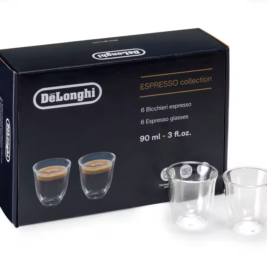 De'Longhi - The Espresso Collection | 90 ml Double Wall Glasses | Set of 6