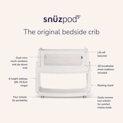 Snuz - SnuzPod5 Bedside Crib | White