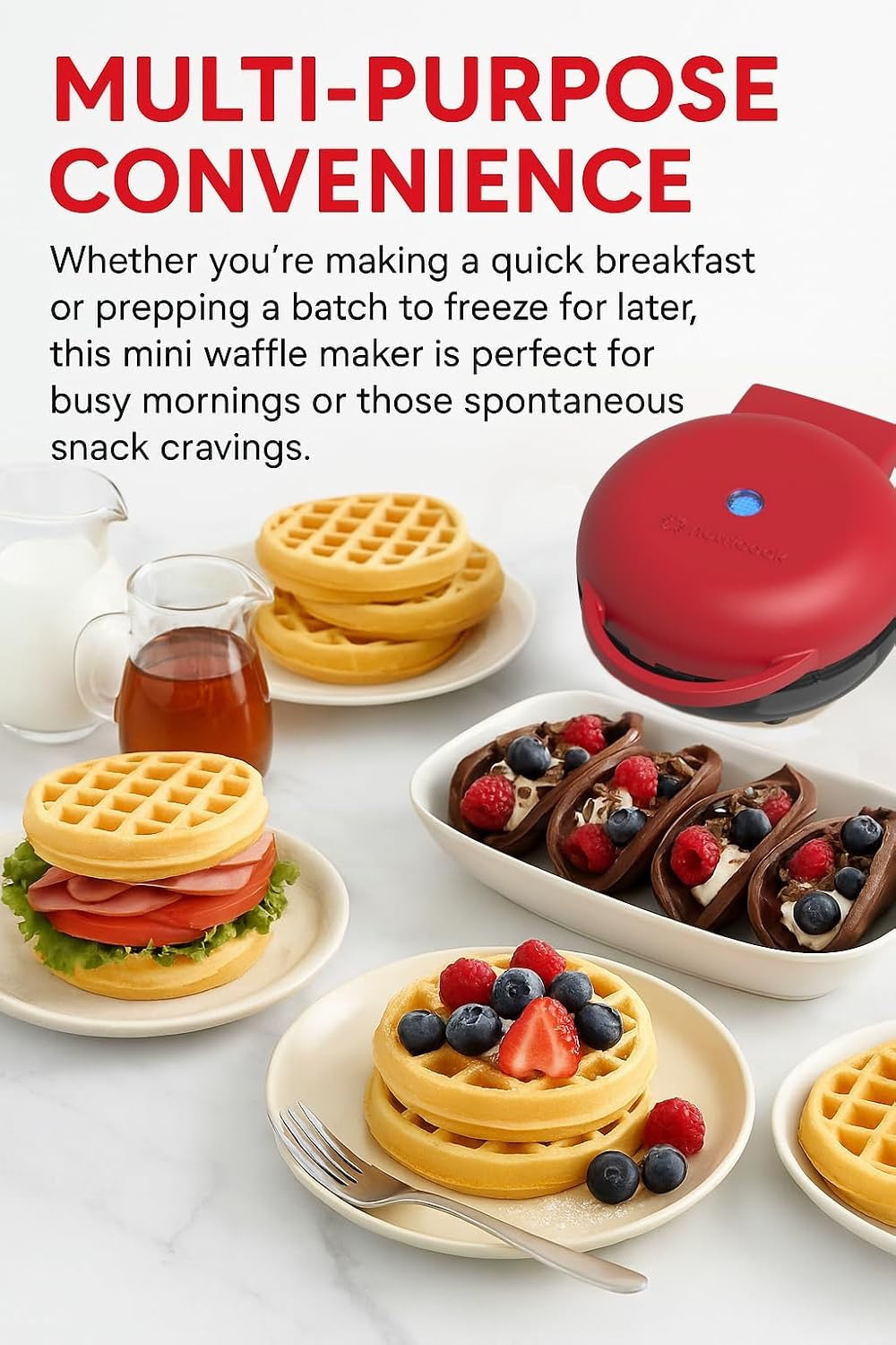 Nutricook - Waffle Maker | Red Nutricook - Waffle Maker | Red