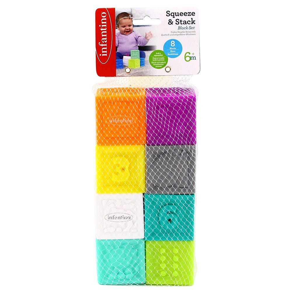 Infantino - Squeeze & Stack Block Set | 8pcs Infantino - Squeeze & Stack Block Set | 8pcs