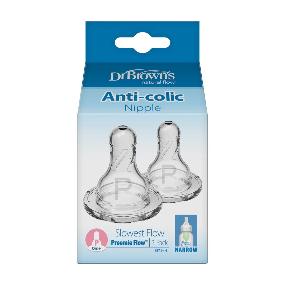 Dr. Brown's - Preemie Slowest Flow Narrow Neck Nipple | 0m+ | 2 Pack
