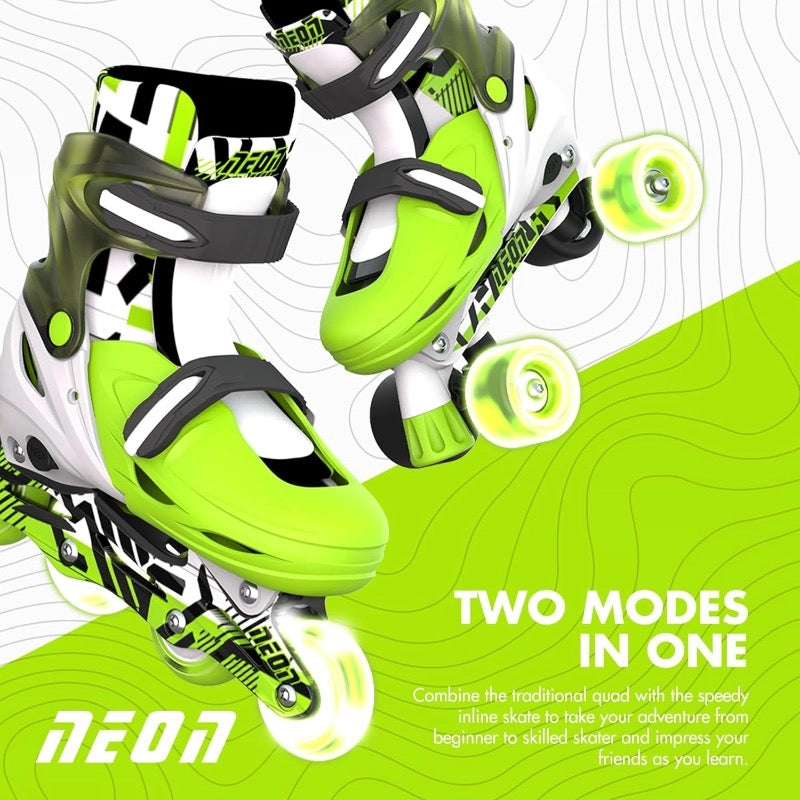 Yvolution - Neon Combo Skates 2-in-1 | Green | 3-6 Years Yvolution - Neon Combo Skates 2-in-1 | Green | 3-6 Years