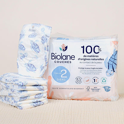 Biolane - Natural Diapers Size 2 | 3-6 kg | 28 Diapers