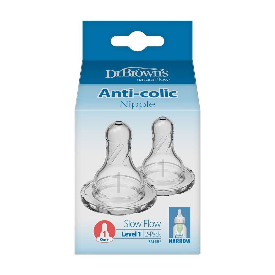 Dr Brown's - Level 1 | Narrow Neck Nipple | 0m+ | 2 Pack Dr Brown's - Level 1 | Narrow Neck Nipple | 0m+ | 2 Pack