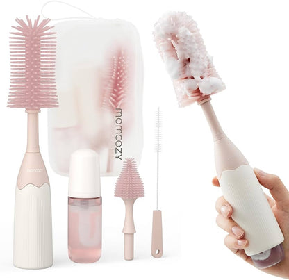 Momcozy - Bottle Brush Kit, Innovative Push-Press Design | Pink