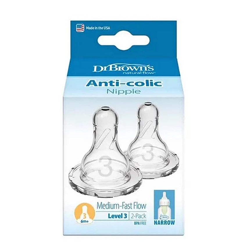 Dr Brown's - Level 3 | Narrow NeckNipple | 6m+ | 2 Pack