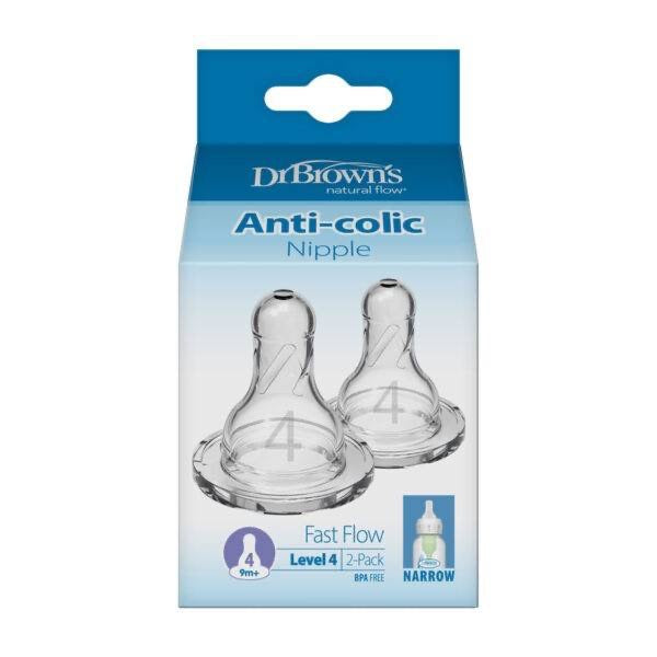 Dr Brown's - Level 4 | Narrow Neck Nipple | 9m+ | 2 Pack