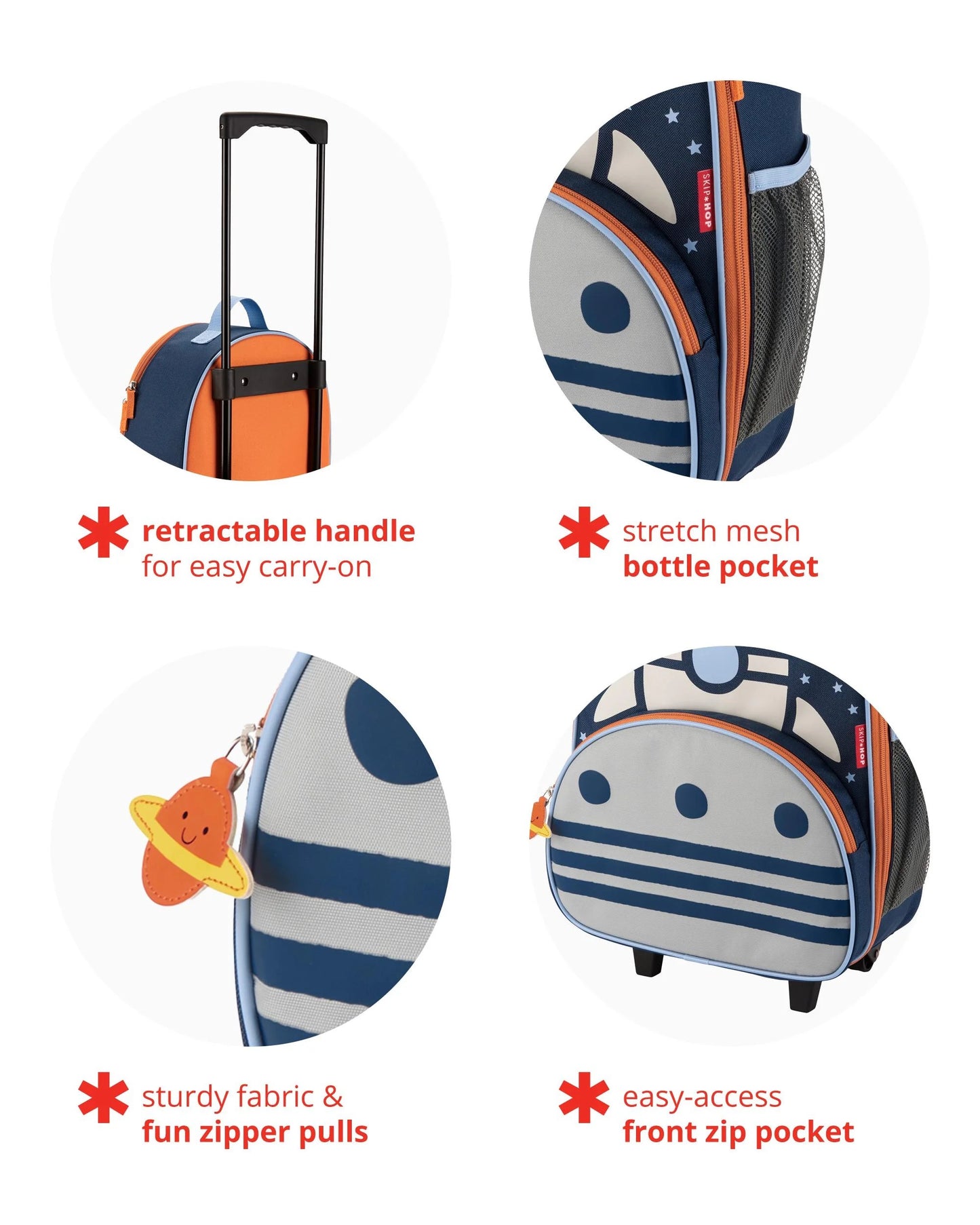 Skip Hop -  Kids Rolling Luggage Spark - Rocket