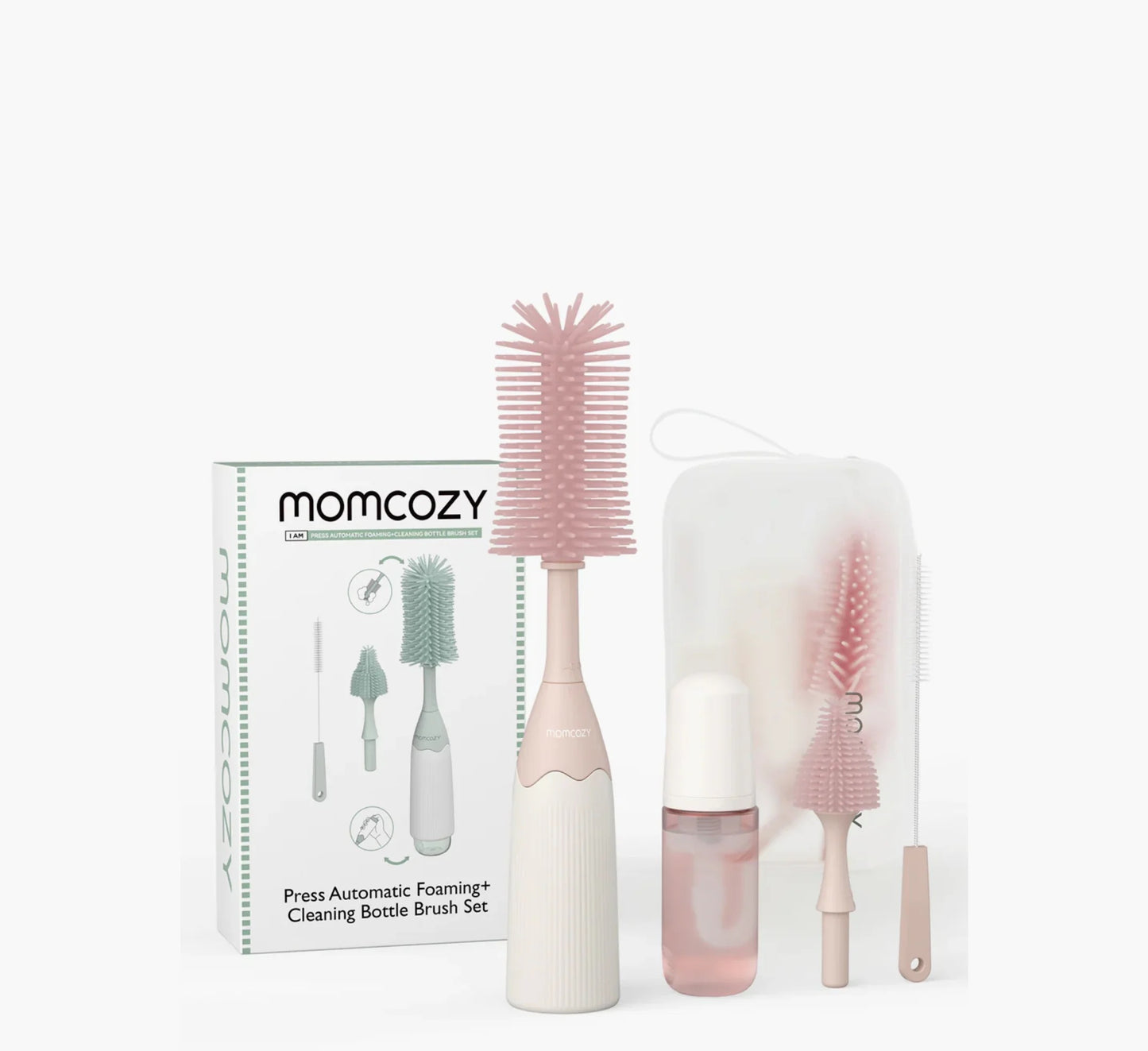 Momcozy - Bottle Brush Kit, Innovative Push-Press Design | Pink